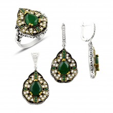 Gümüş Otantik Taşlı Set